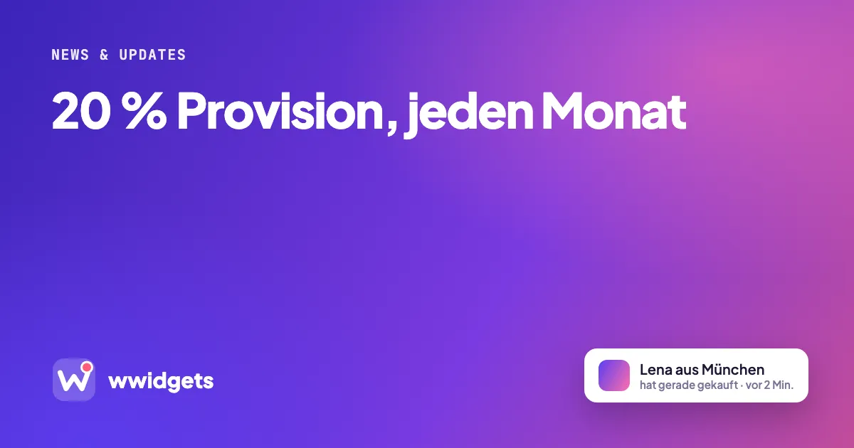 20 % Provision, jeden Monat