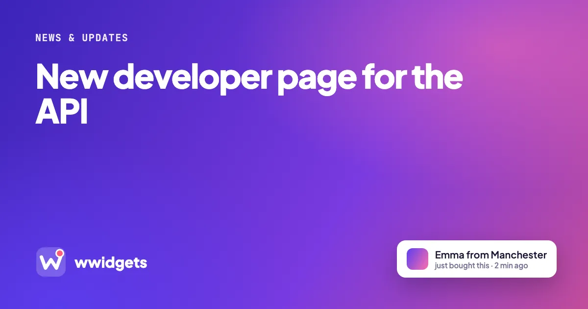New developer page for the API