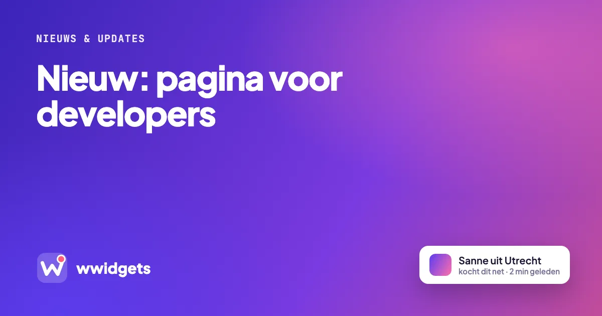 Nieuw: pagina voor developers