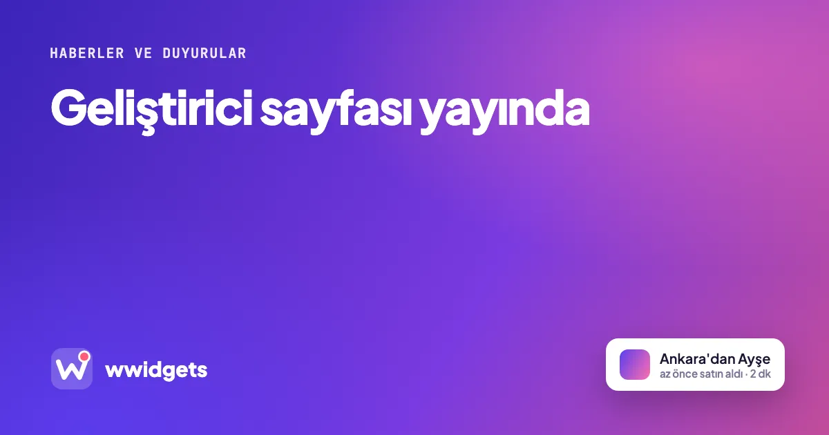 Geliştirici sayfası yayında